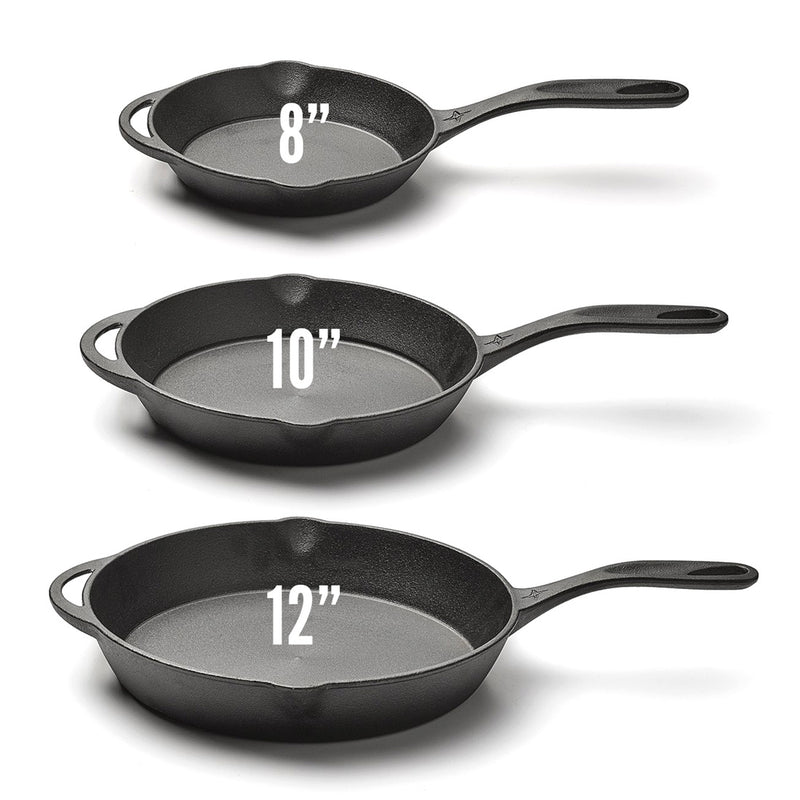 A Size Reference for 8",10" and 12" Cast Iron Skillets