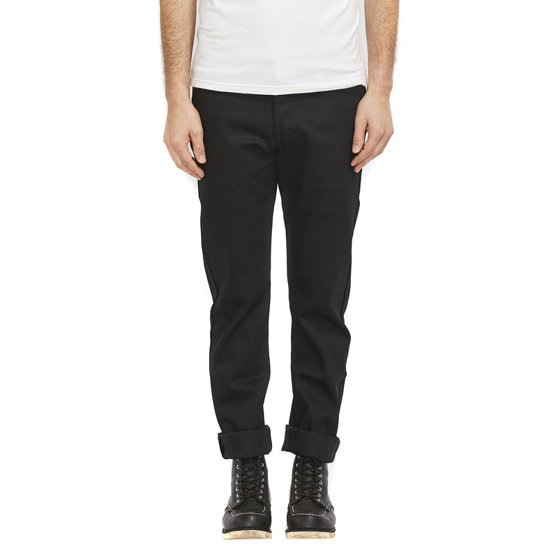 Tapered black denim pants