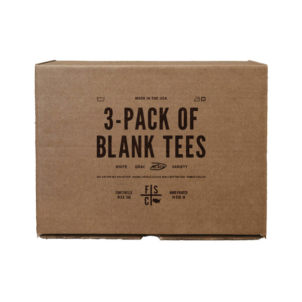 A 3 Pack of Blank Tees Box.