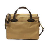 Tan briefcase with leather strap