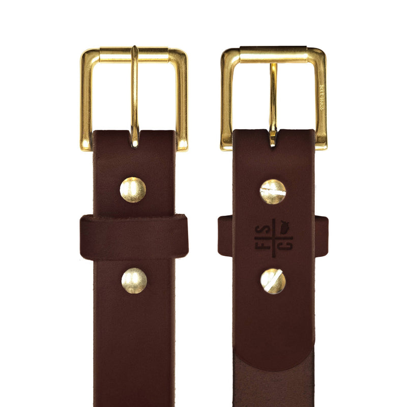 Dark Brown Standard Camp Belt with Brass Hardware