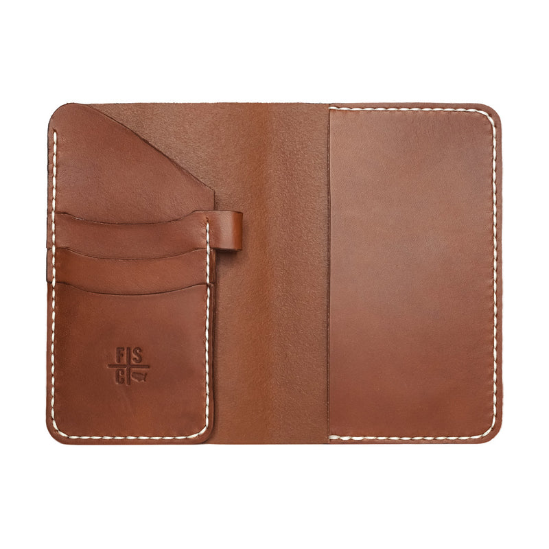 Brown leather notebook wallet
