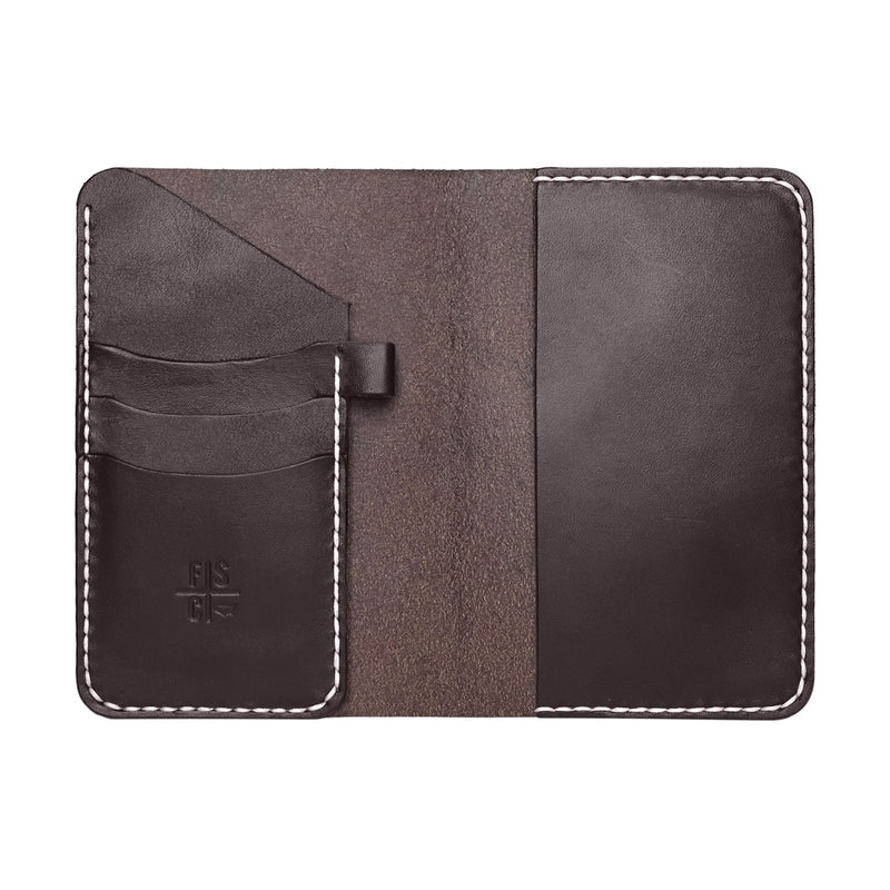 Dark brown leather notebook wallet