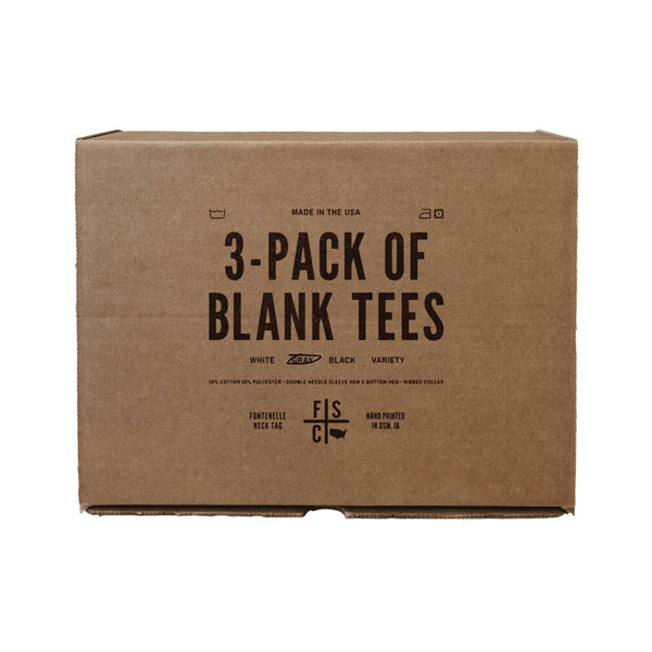 A 3 Pack of Blank Tees Box.