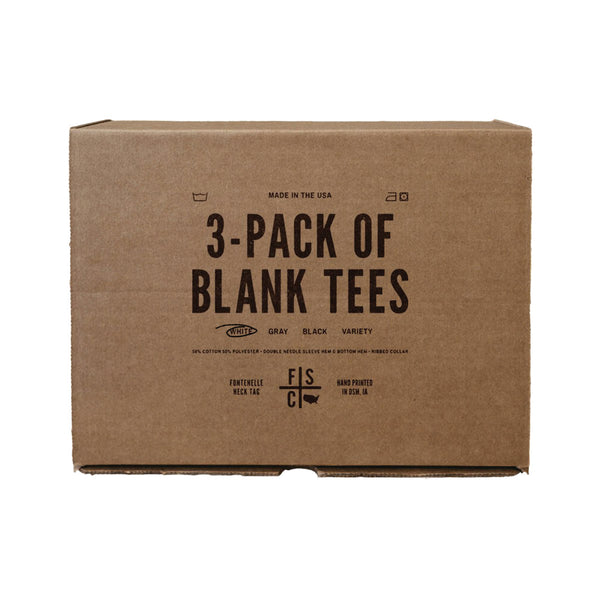 A 3 Pack of Blank Tees Box.