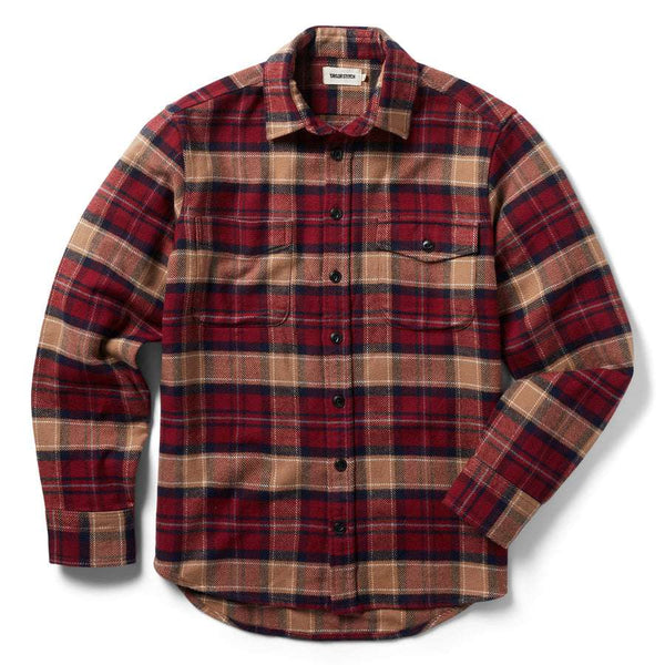 Front of Taylor Stitch Crater Shirt in Cardinal Check