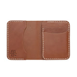 Brown wallet made with real leather and handstitched in Iowa