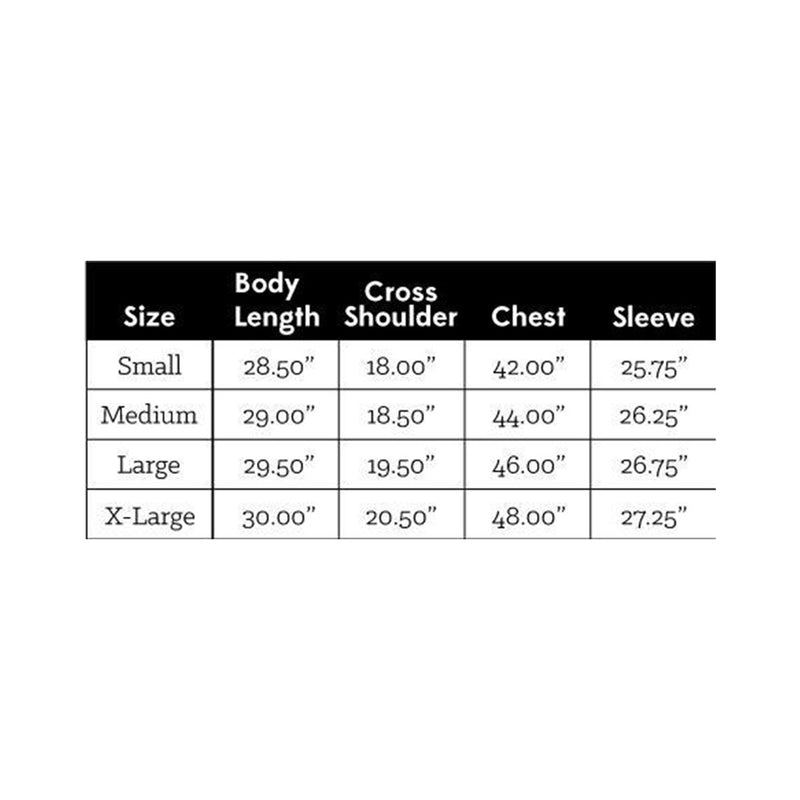 Freenote Cloth size chart