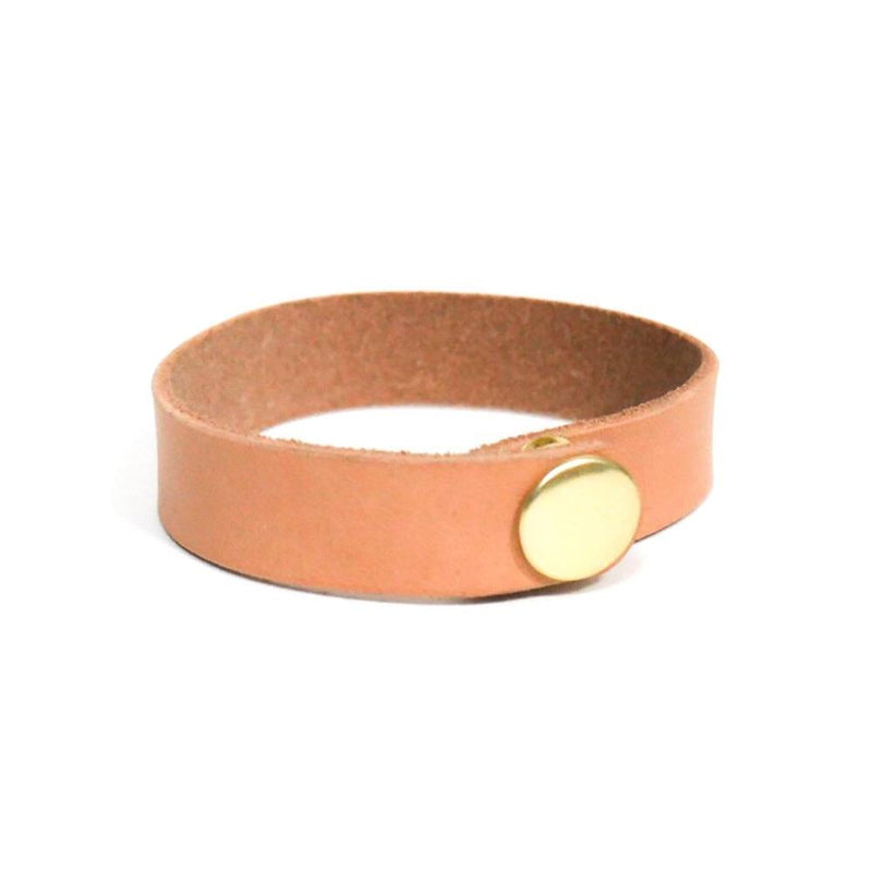 Natural leather bracelet with brass snap
