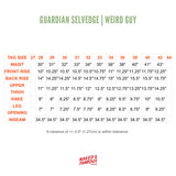 Naked and Famous denim size chart