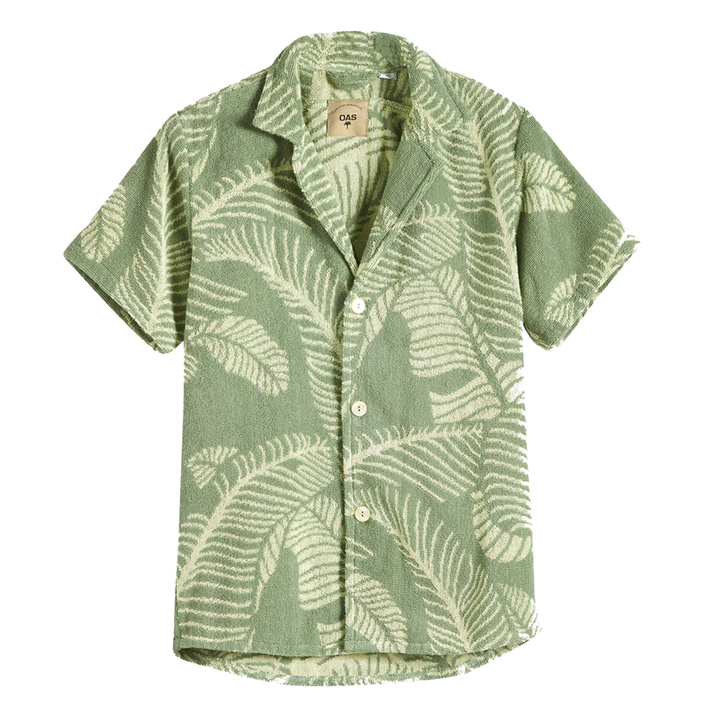OAS banana leaf terry cloth shirt