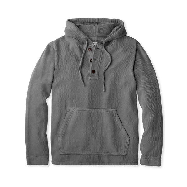 Front of Outerknown Blanket Hoodie in Faded Black.