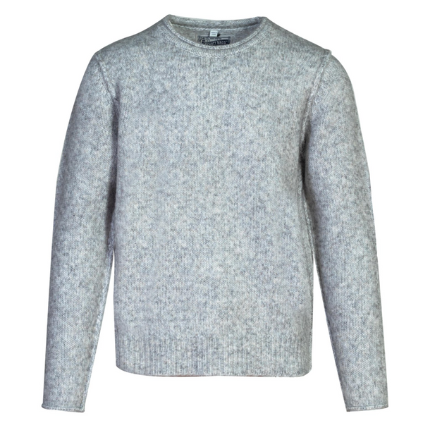 Front of Schott NYC Rolled Edge Sweater in Cloud Grey