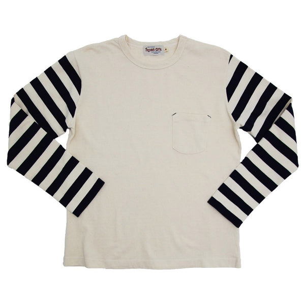 Long Sleeve Shirt with black and white stripes on the arms