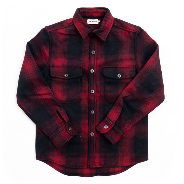 Front of Taylor Stitch Explorer Shirt in Cardinal Plaid