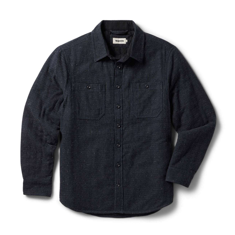 Front of Taylor Stitch Lined Utility Shirt in Charcoal Donegal