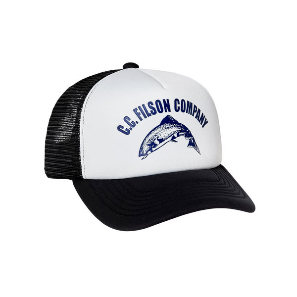 Front of Filson Mesh Harvester Cap White in Fisherman's Terminal