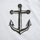 light blue tshirt with black anchor and red star