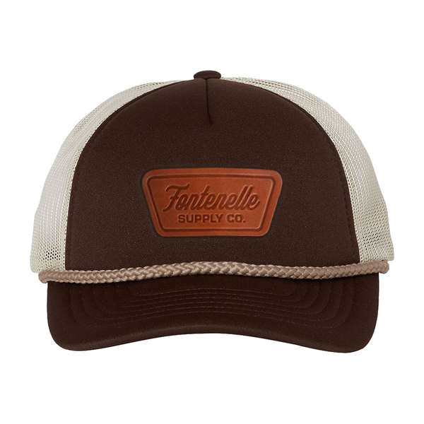 foamie trucker in brown and khaki