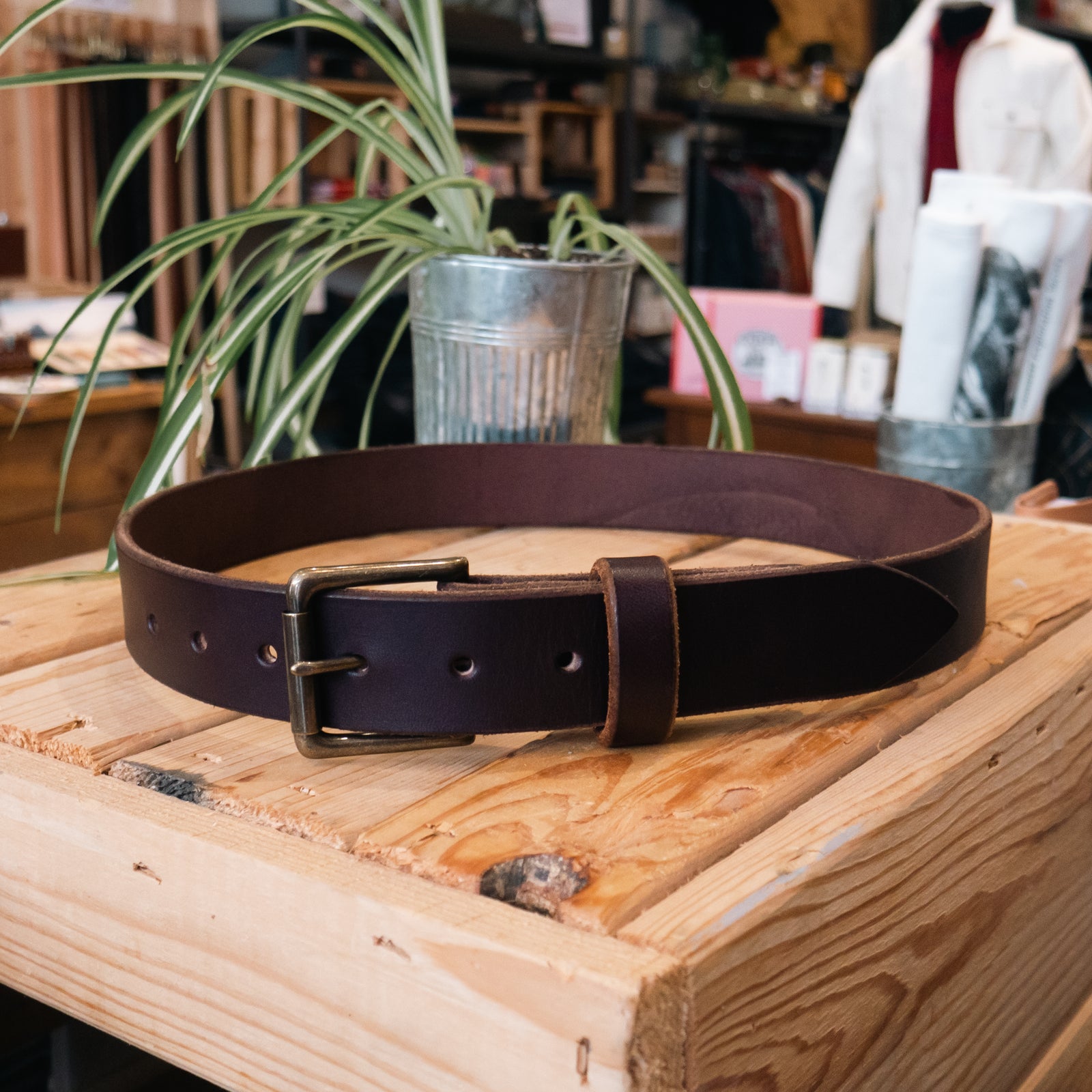 Fahrenheit All Brass Vintage Belt Tory Leather Classic Bridle Leather Belt 1″ Brass Buckle  main image 3