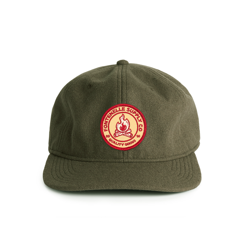 Campfire Patch Wool Cap in Olive
