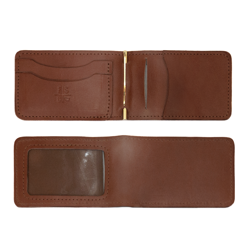 Brown Leather Cash Clip Wallet