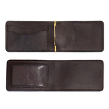 dark brown leather cash clip wallet