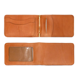 tan leather cash clip wallet