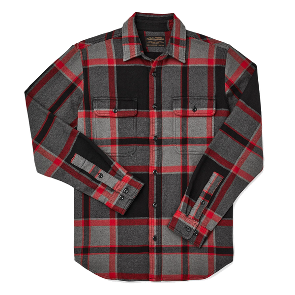 filson vintage flannel work shirt black charcoal heather