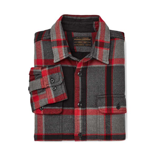 filson vintage flannel work shirt black charcoal heather