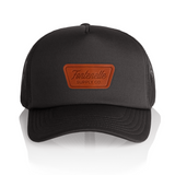 FSC Leather Patch Foam Trucker Hat in Black