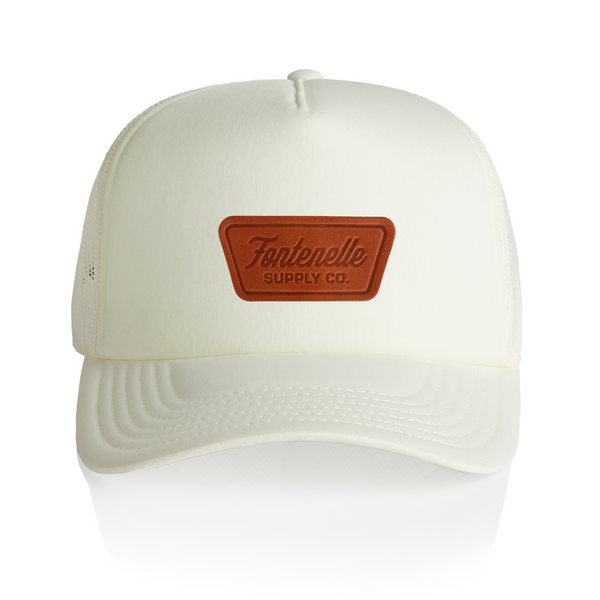 FSC Leather Patch Foam Trucker Hat in Ecru