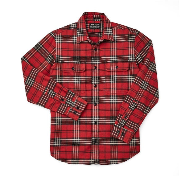 Front of Filson Vintage Flannel Work Shirt in Beacon Red Quarry Stone