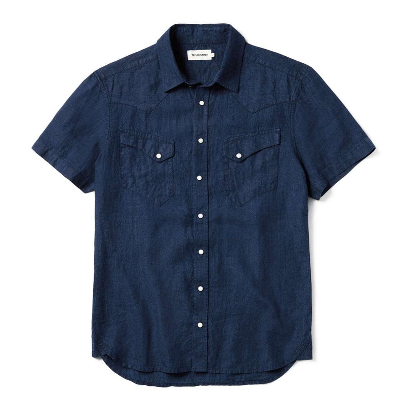 Taylor Stitch Short Sleeve Western Indigo Linen