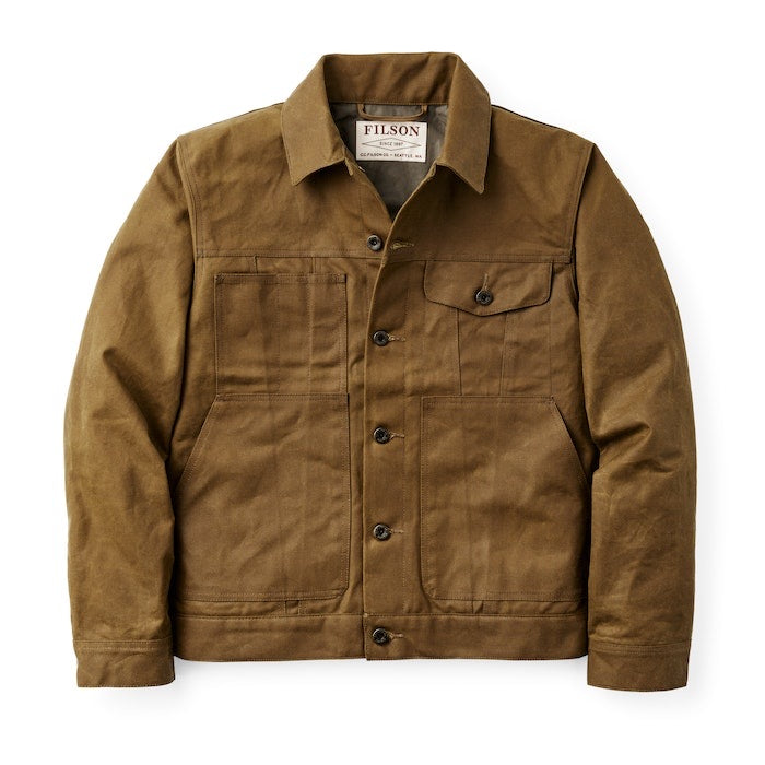 Front of Filson Short Lined Cruiser in Dark Tan
