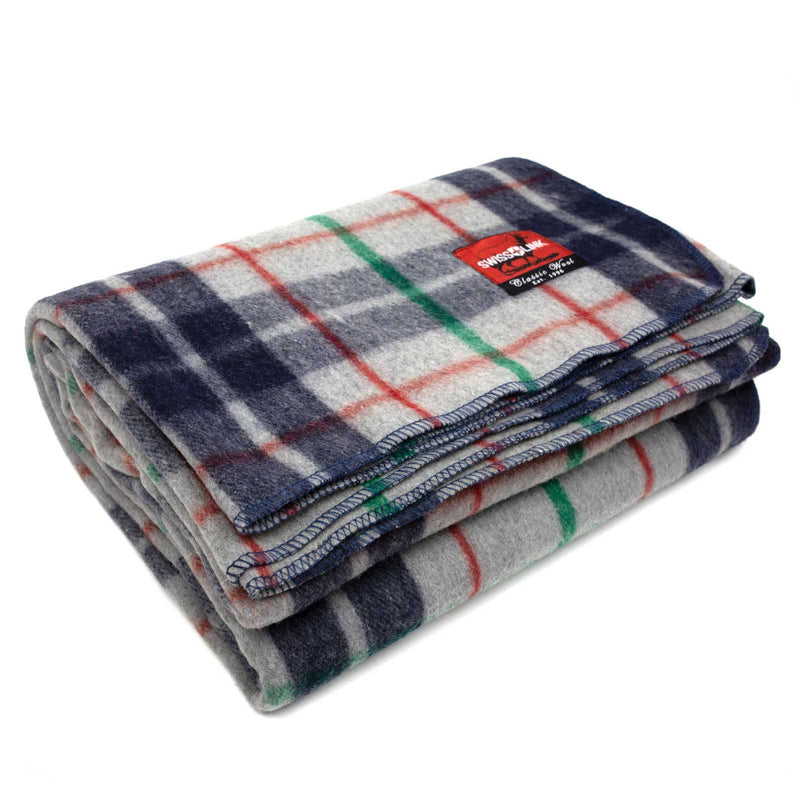 Wool Blanket in Grey Blue