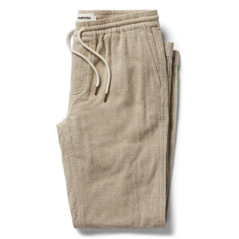 Folded Front View of Apres Pants in Oat Donegal