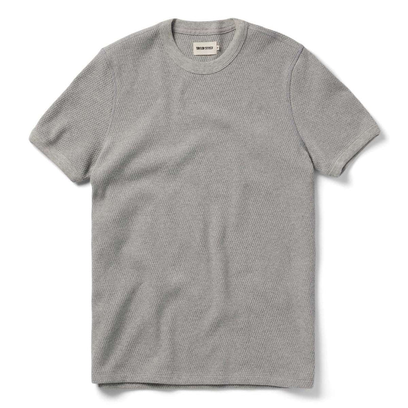 Front of Taylor Stitch Heavy Bag Waffle Short Sleeve in Aluminum