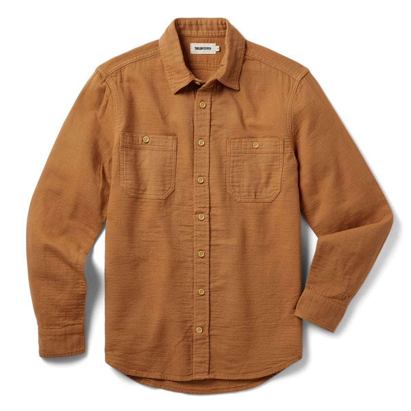 Front of Taylor Stitch Utility Shirt in Russet Double Cloth