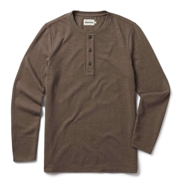 Front of Taylor Stitch Heavy Bag Henley in Walnut