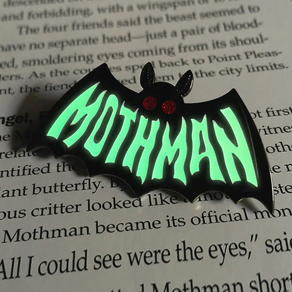 glowing mothman enamel symbol pin