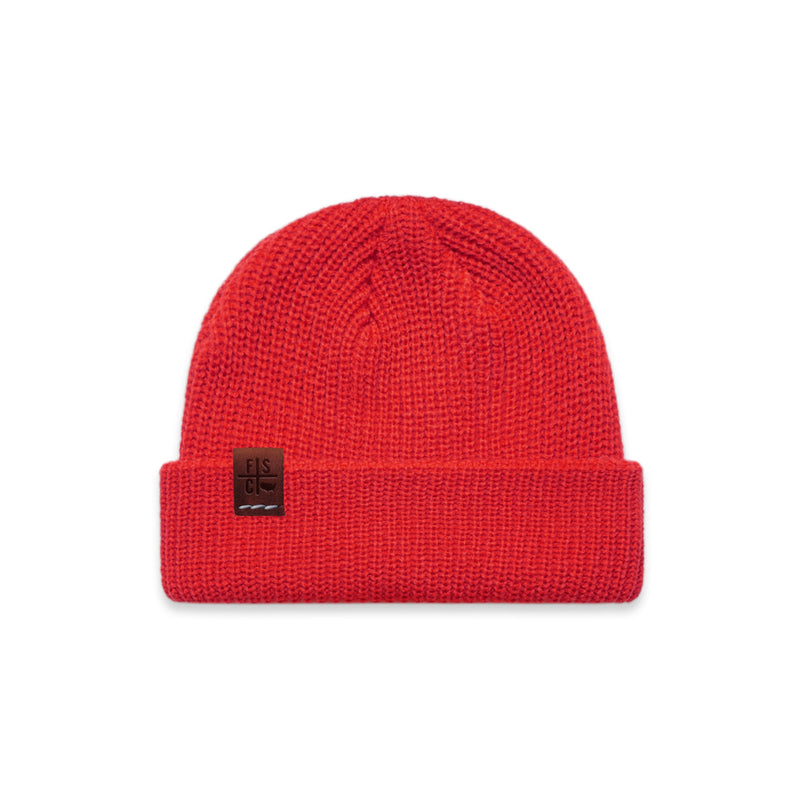 Cable Beanie in Red