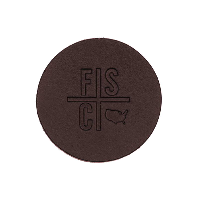 Round Dark Brown Leather
