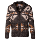 Front of Schott Yak Blend Motif Cardigan in Black