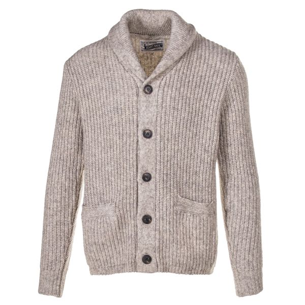 Front of Schott Yak Blend Cardigan in Limestone