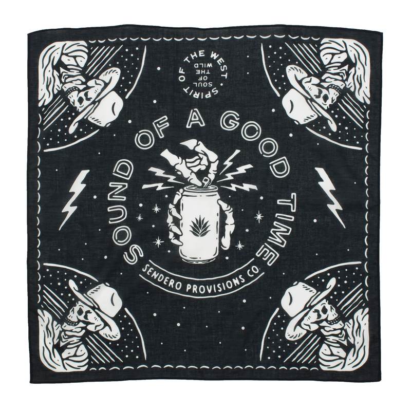 black and white sounds of a good time cowboy bandana