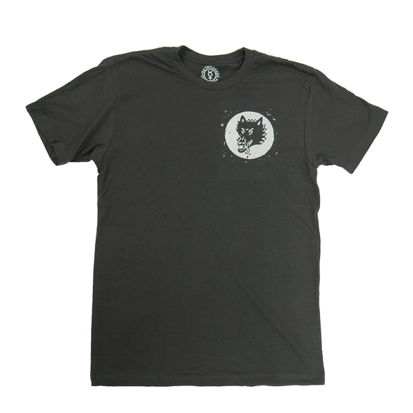 wolf and moon screenprinted t shirt